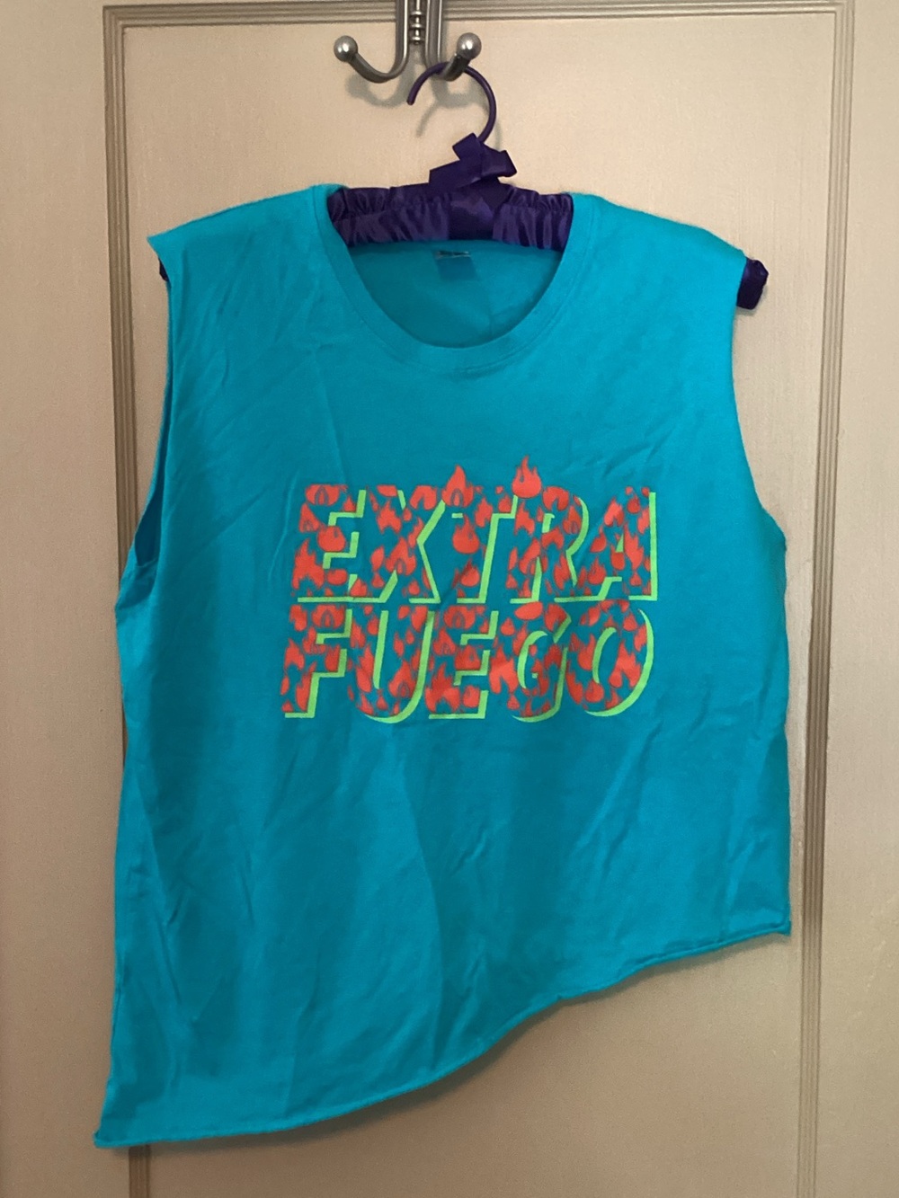 Zumba Fitness Turquoise "Extra Fuego" asymmetrical Graphic Muscle Tank - Women